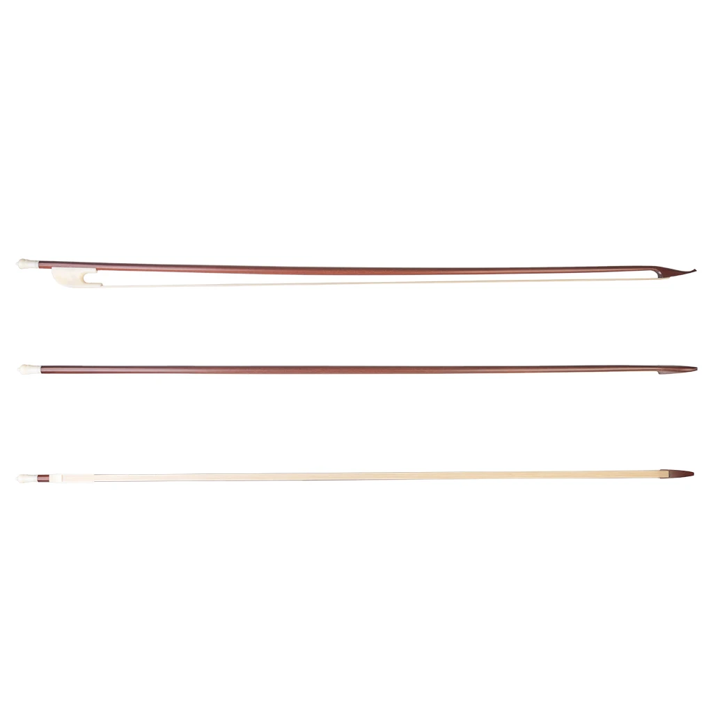 4/4 Brazilwood Violin Bow Ivory Like Frog Elegant Shape Classic Baroque Style Bow Round Stick Straight Selected White Horsehair