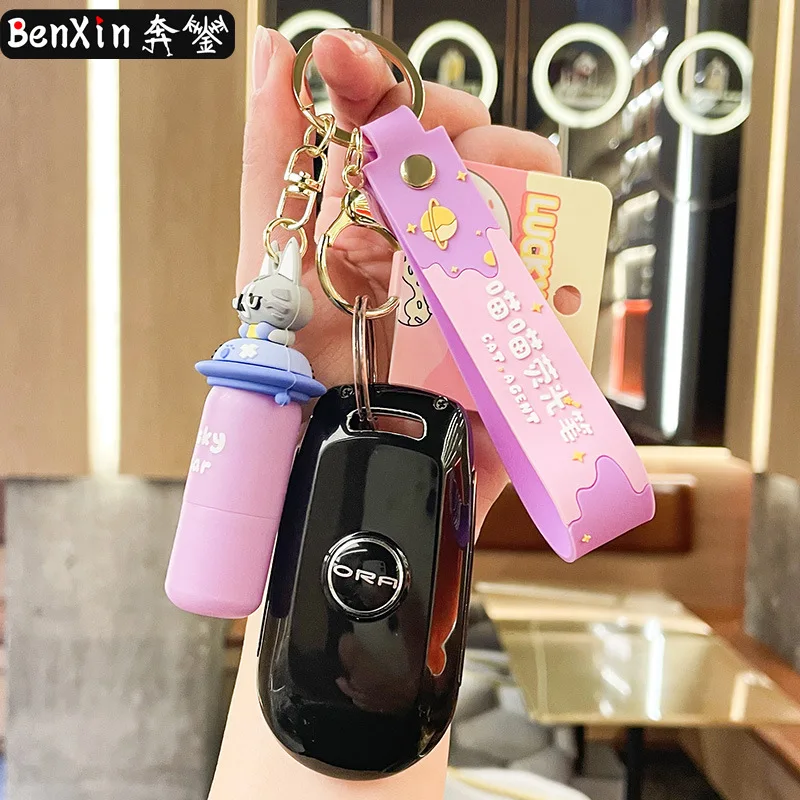 미니소 열쇠고리 자동차 펜던트, 정교하고 귀여운 책가방, 집게 게임 열쇠고리