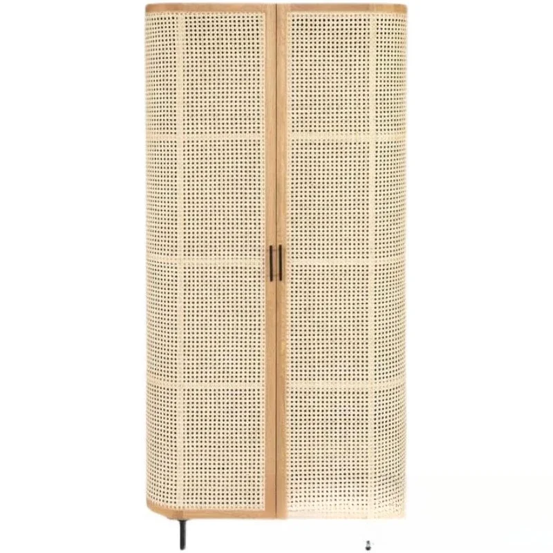 

Nordic fashion high-end ash wood natural rattan wardrobe simple bedroom creative B & B wardrobe
