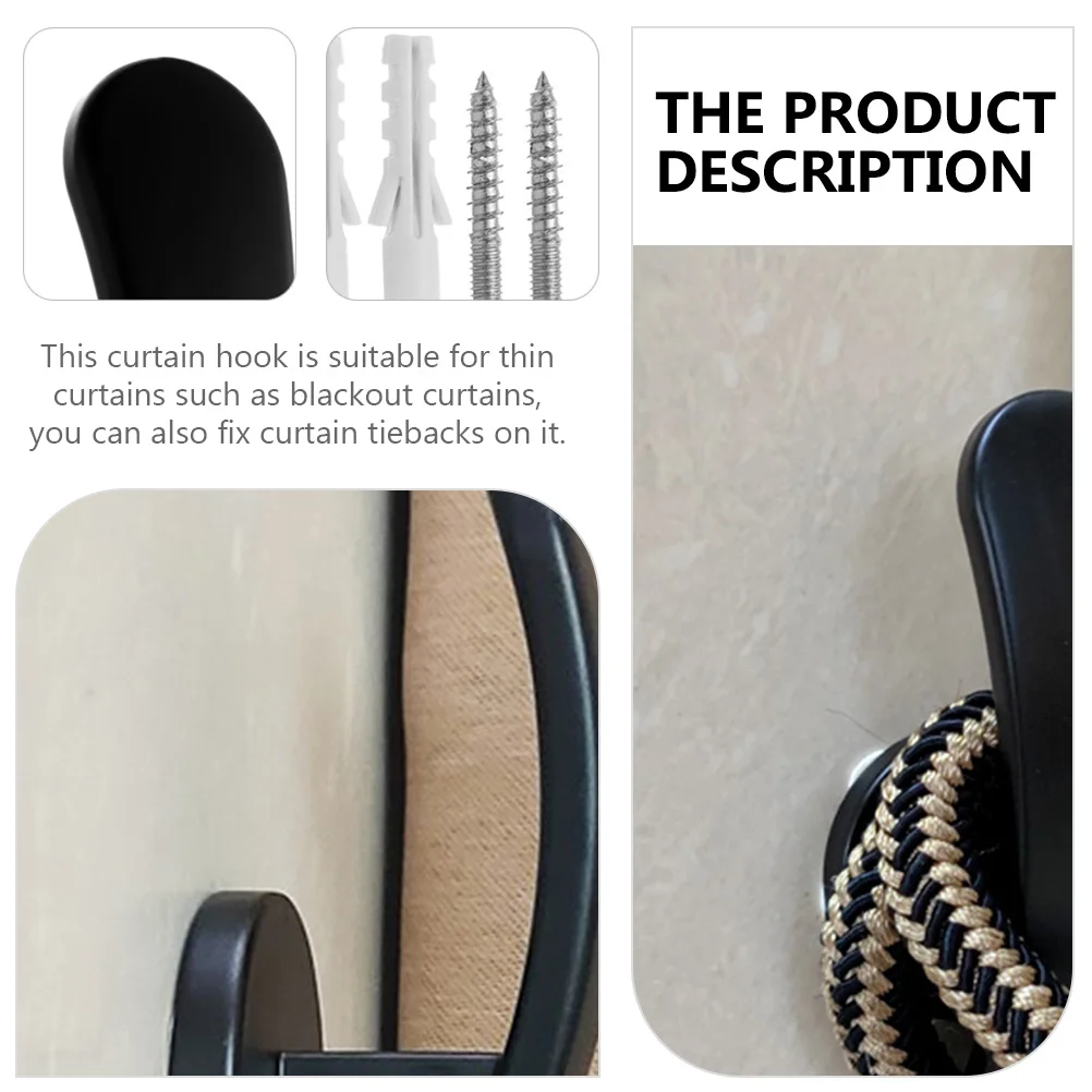 

2pcs Curtain Hooks For Window Drapery Wall Holder Tieback Decorative Backdrop Buckle Mounting Hardware Clip Hanger