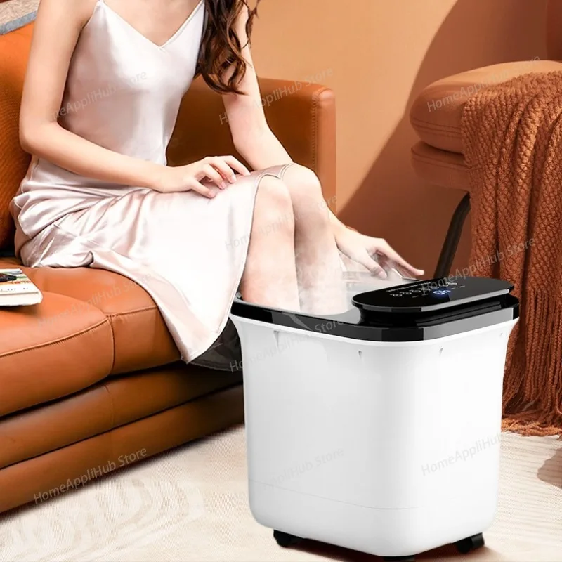 

Спа-бана для ног, массажер для ног, спа-салон для ног с функцией душа, электрический массаж, автоматическое нагревание, управление закаленным стеклом для домашней релаксации