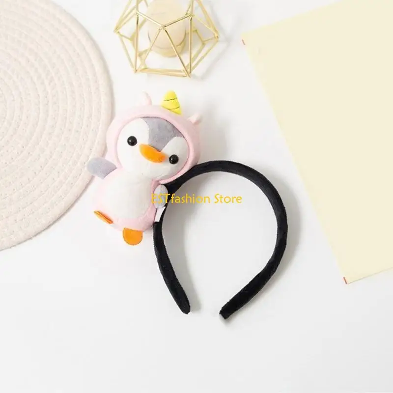 

Y5GC Women Hairbands Festive Penguins Birthday Party Photo Props for Washing Face