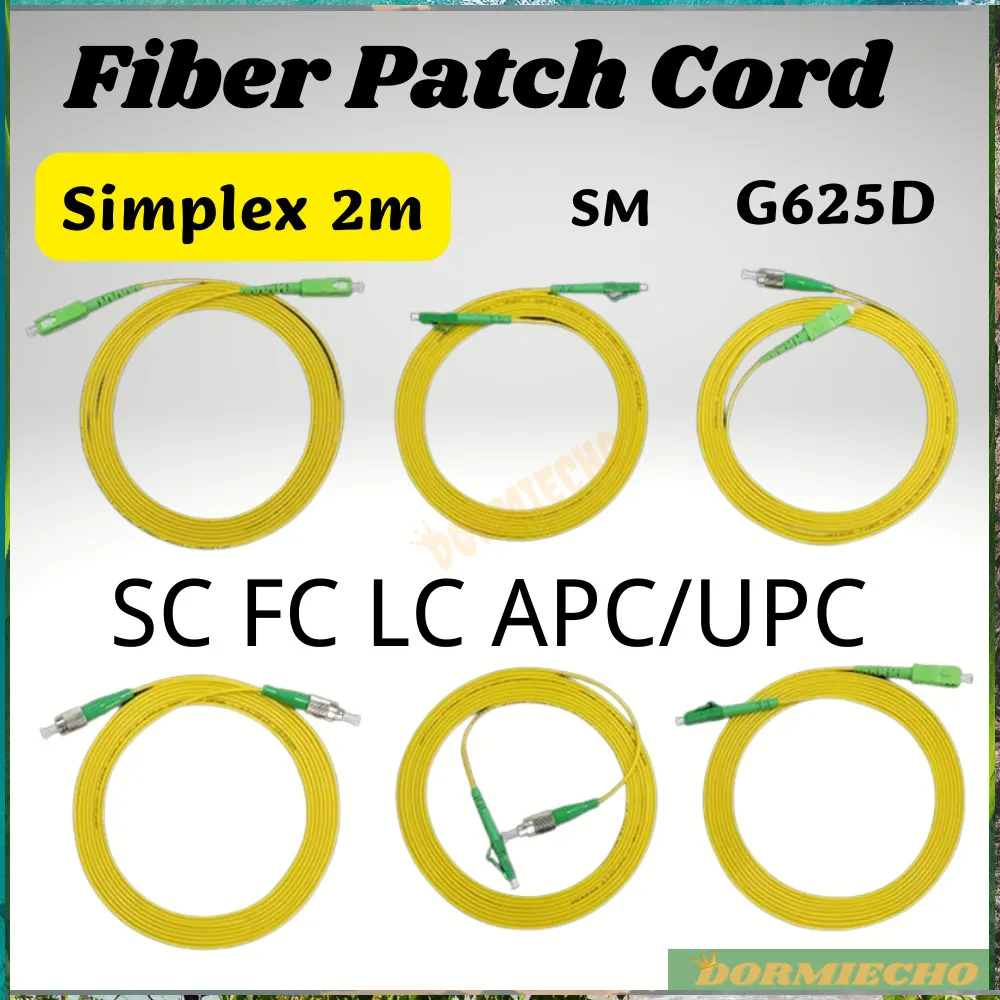 100% Original 2m Simplex Fiber Patch Cord SC LC FC APC/UPC Connector SM Factory Price IL within 0.3dB Jumper Factory Direct Sale