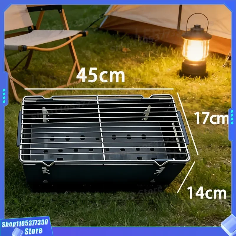 Portable Stainless Steel Folding Grill Flip Over Outdoor Camping Cooker for Backyard Picnics Barbecue Stainless Steel
