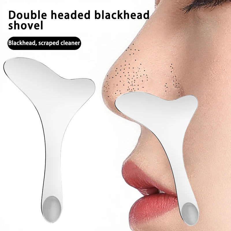 Y 1Pc Stainless Steel Hair Follicle Cleansing Blackhead Scraper Gua Sha Scraper Massager For Facial Skin Care Board Face Massage