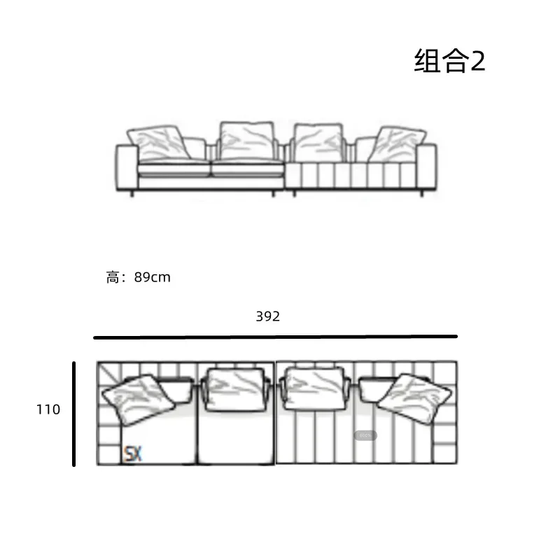 소파 디자이너 가죽 가구 다운 패브릭 소파 조합 이탈리아 가죽 피아노