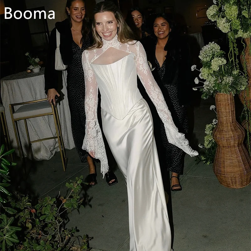 

Booma Mermaid Lace Wedding Dresses Long Floor-Length Full-Sleeve Simple Elegant Brides Gown Custom Made 2025
