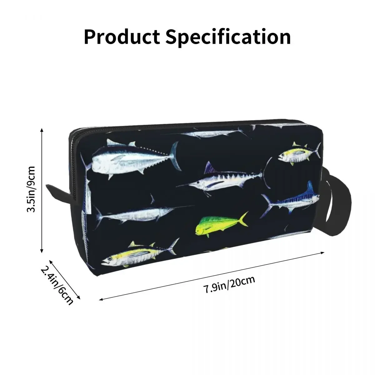 SPORTFISH Pattern Dark Navy Blue BlackYellowfin Tuna Pencil Cases Pen Bags Pen Box Pencil Pouch For Boys Girls Makeup Bag