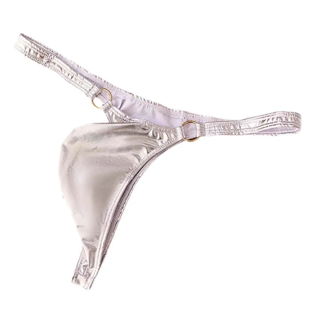 

Men Unisex Panties Bulge Pouch Extreme Men's Underwear G-String Solid Shiny Sexy Lingerie Low Waist UnderpantsMetal Buckle Thong