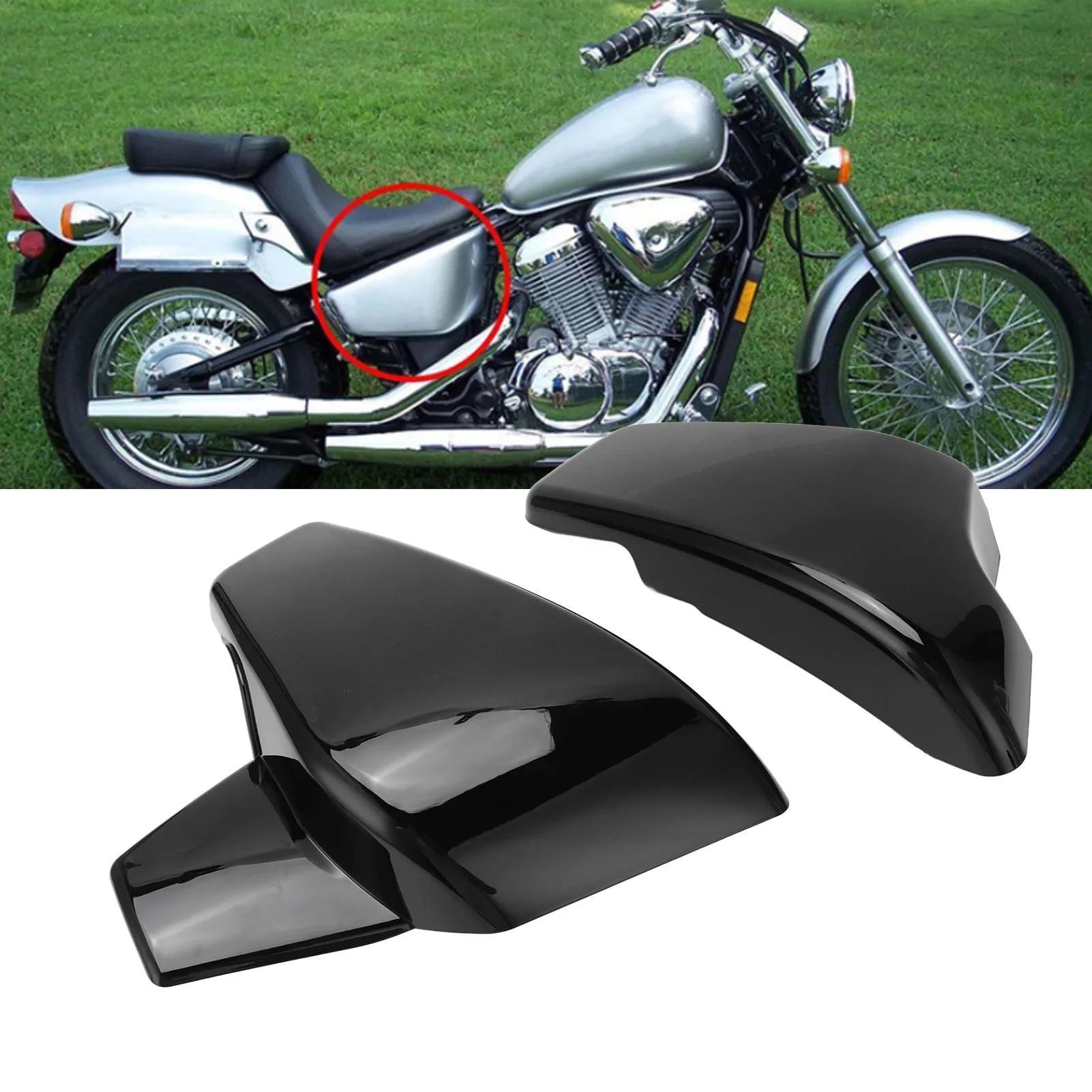 اليسار اليمين دراجة نارية بطارية الجانب غطاء هدية حامي استبدال لهوندا VT 600 C CD الظل VLX ديلوكس/هوندا VLX 600