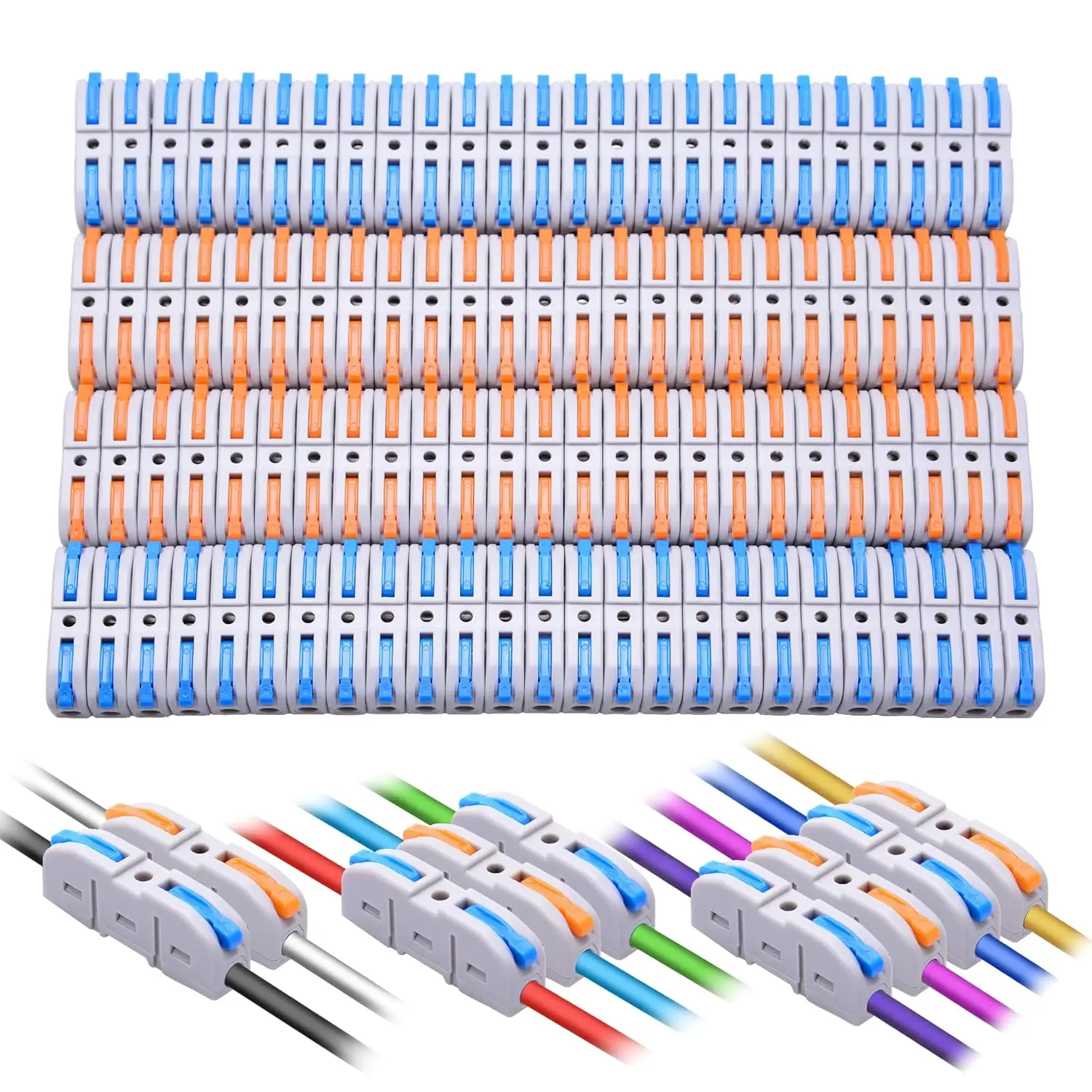 Lever Wire Connectors, 100-Piece Inline Wire Connectors kit for Quick Connect, Electrical Connectors Butt Terminals for Circuit