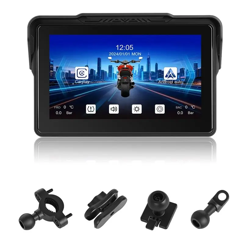 Motorcycle Carplay Screen 7 Inch Wireless Carplay Android Auto Touchscreen Supports Navigation Bluetooth