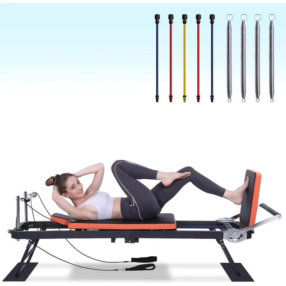 

Pilates Reformer,Foldable Pilates Machine & Equipment for Home Use with Jump Board, Suitable for Advanced and Beginners