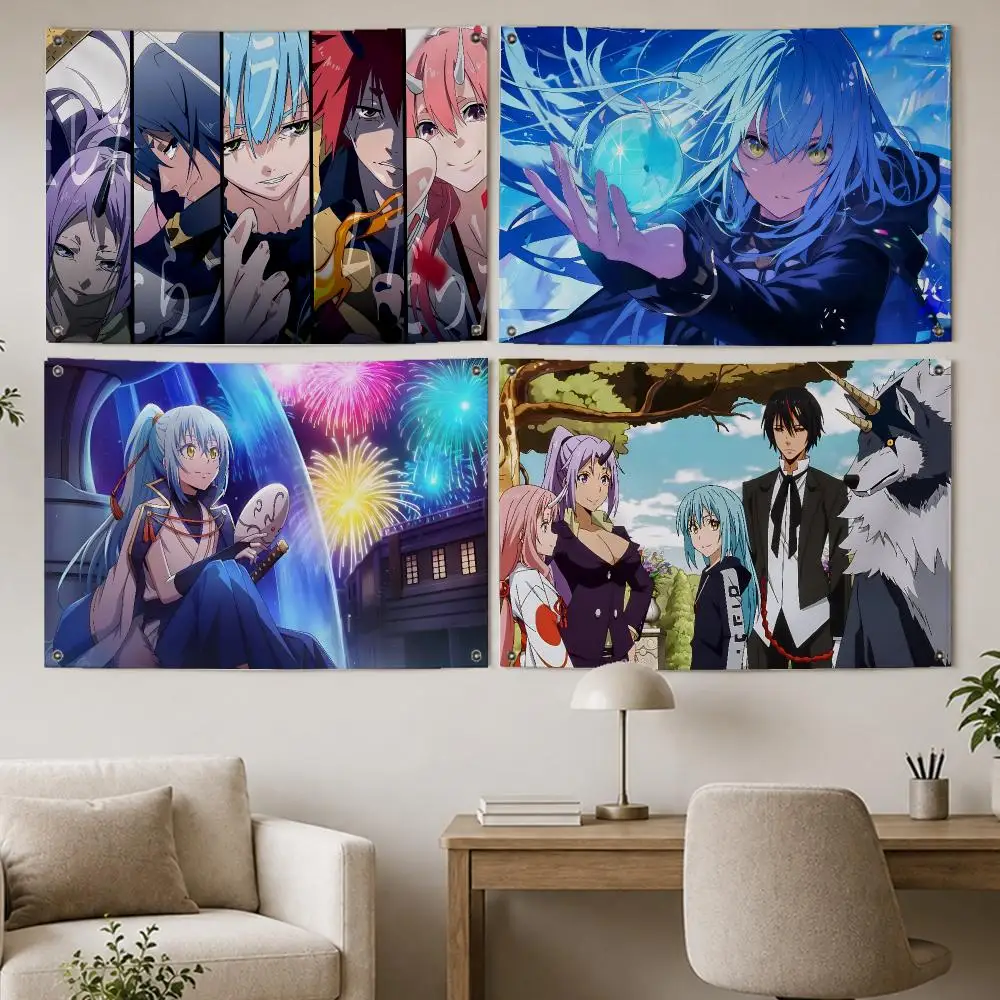 Hot Anime Reincarnated Slime Flags Room Home Decor Wall‑Hanging Art Banner, Outdoor for Bedroom Party Background Decoration