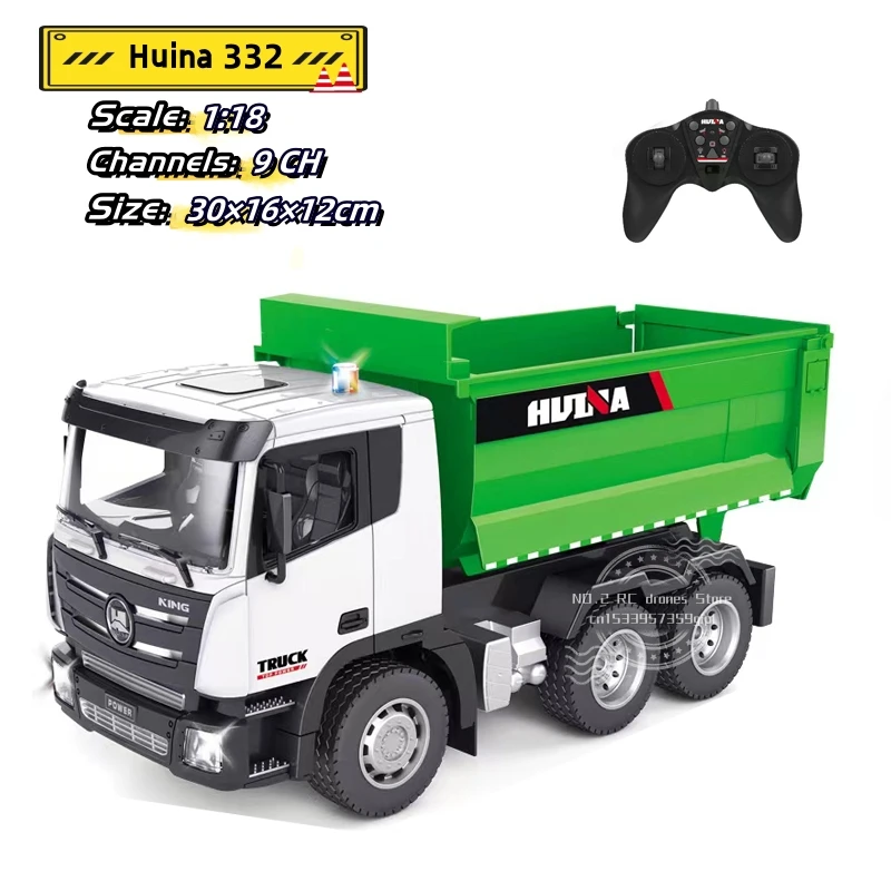 

Huina 332 1:18 RC Tipper truck Remote Control Simulation Engineering 2.4G Six-Channel Remote Control Dump Truck Boys Toys Gifts