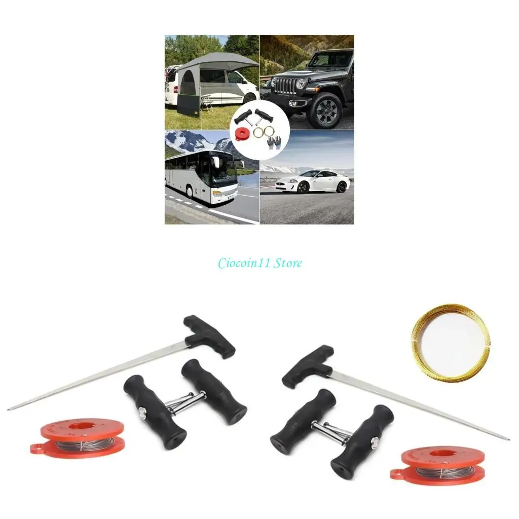 

Y1UB Windshield Glass Cut Out Wire with Handle Universal Car Windscreen Remover Tool