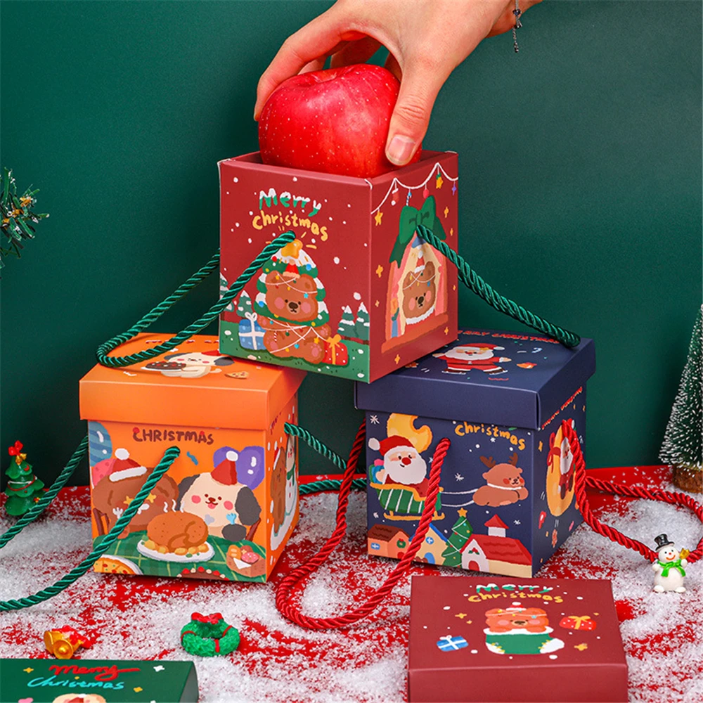 Christmas Apples Packaging Box Christmas Eve Gift Box Candy Box Creative Hexagonal Box With Portable Rope Party Decoration