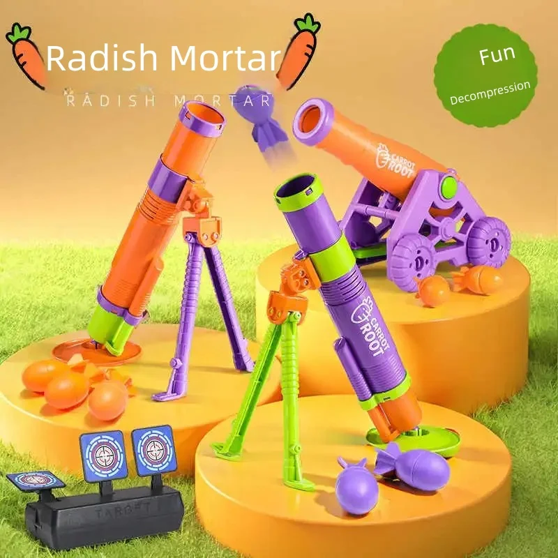 Popular Gravity Carrot Mortar Toy (for Ages 3 and Above), Automatic Carrot Launcher Shooting Game, Safe Rounded Foam Cannonball Launcher Toy, Indoor and Outdoor Stress-Relief Toy, Shooting Toy, Children's Outdoor Shooting Toy, Multiplayer Parent-Child Battle Game, Gravity-Launching Carrot Mortar, Safe Plastic Cannon Toy, Fun Play Without Electronic Screens, Birthday Party Gift for Boys and Girls