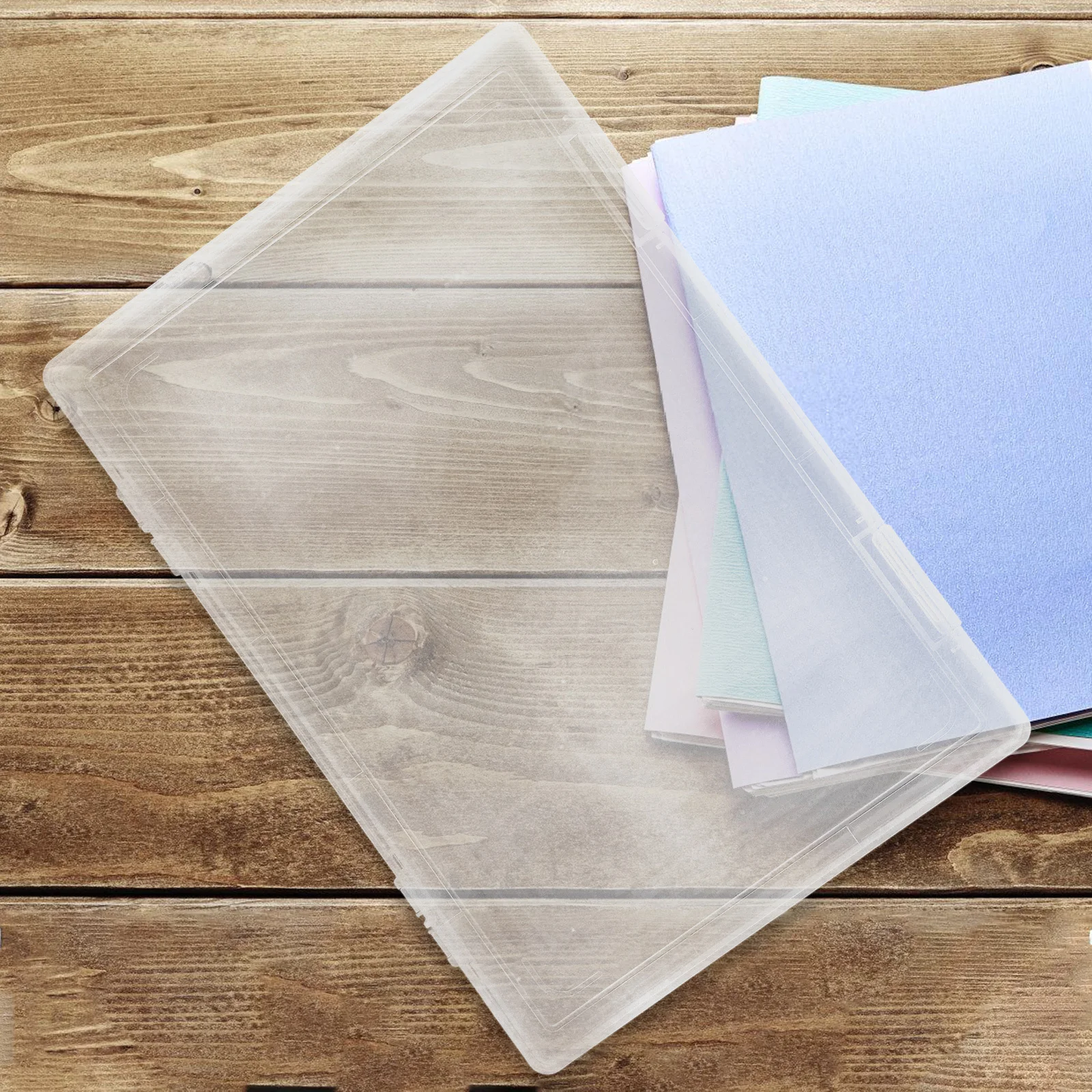 

2Pcs File Box Transparent Plastic Paper Storage Organizer Document Holder Project Case Dustproof Magazine File Protector