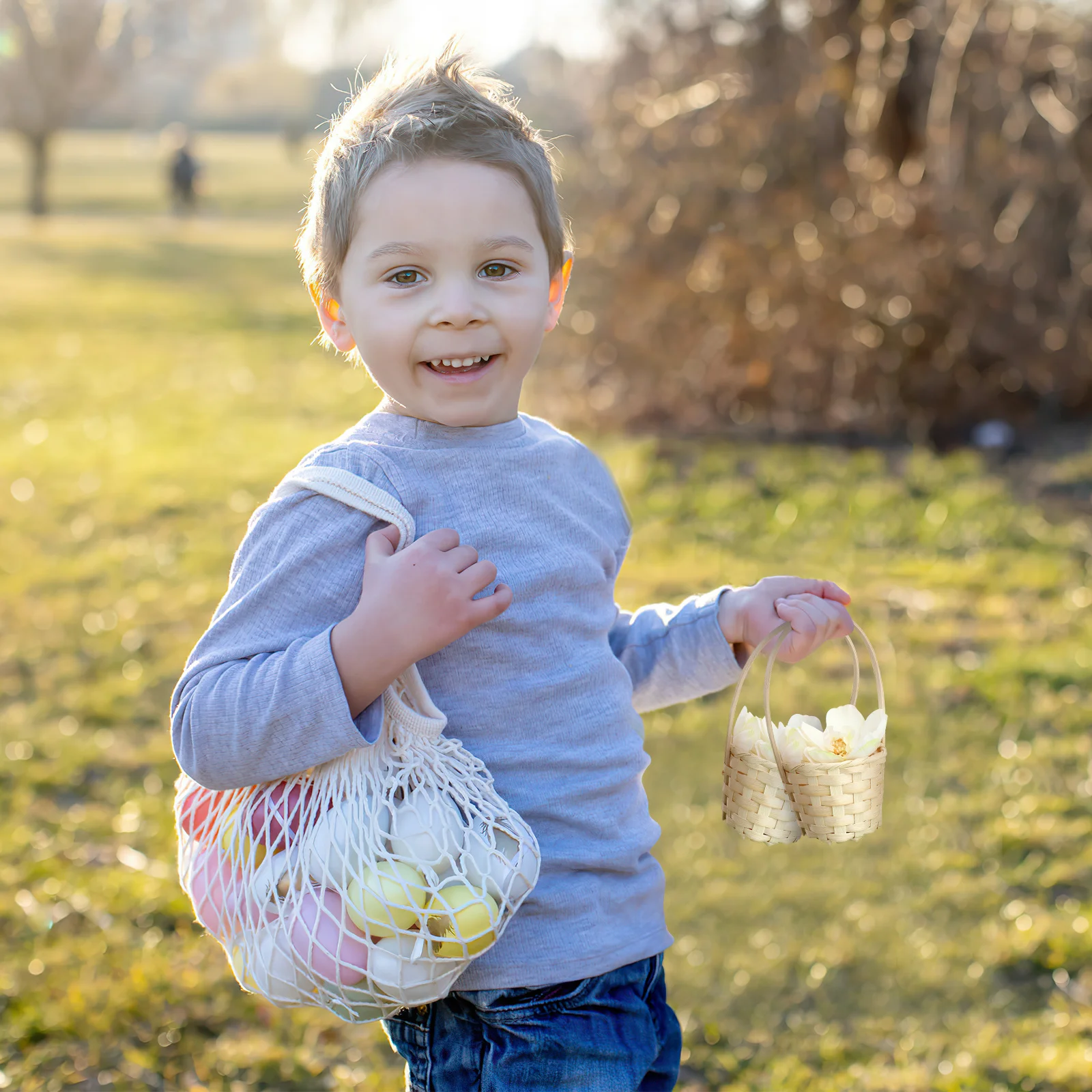 

5Pcs Bamboo Woven Baskets Decorative Flower Baskets Wedding Flower Girl Basket Gift Basket Empty for Home Balcony