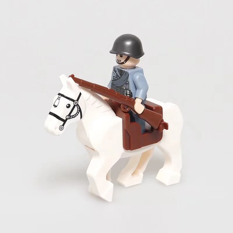 10 Piezas de Accesorios para Minifiguras Militares de Terceros: Bloques, Soportes de Equipo, Silla de Montar Ancha Medieval y Accesorios para Caballos de Guerra Antiguos