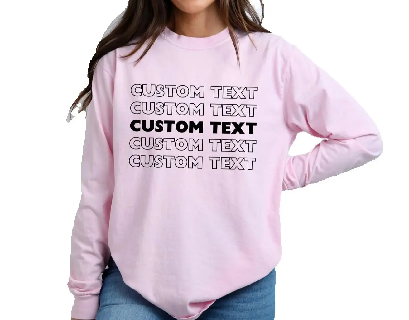 Personalized Logo Text Long Sleeve T-shirt Customized Image Logo Spirit Your Own Design Shirts Personalized Presents
