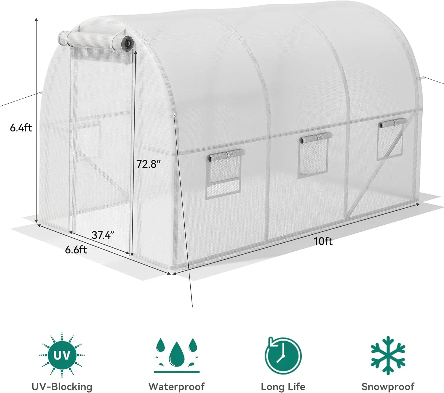 Greenhouses Large Walk-in Tunnel Green Houses Outdoor Portable Plant Gardening Upgraded Galvanized Zipper Doors 5 Crossbars