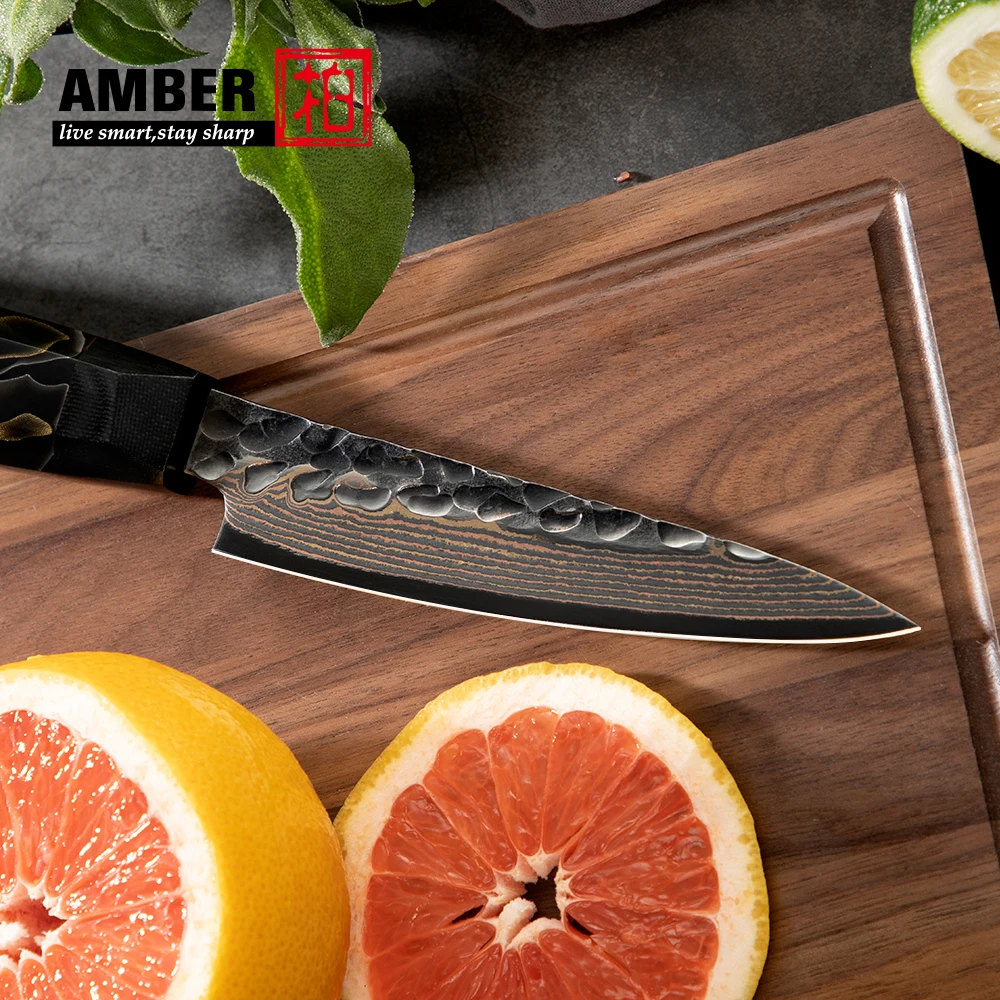 Imagem -06 - Damascus Steel Kitchen Knife Conjunto com Resin Handle Chef Knife Grupo Damascus Steel Últimos Estilos 37 Camadas Amber-vg10