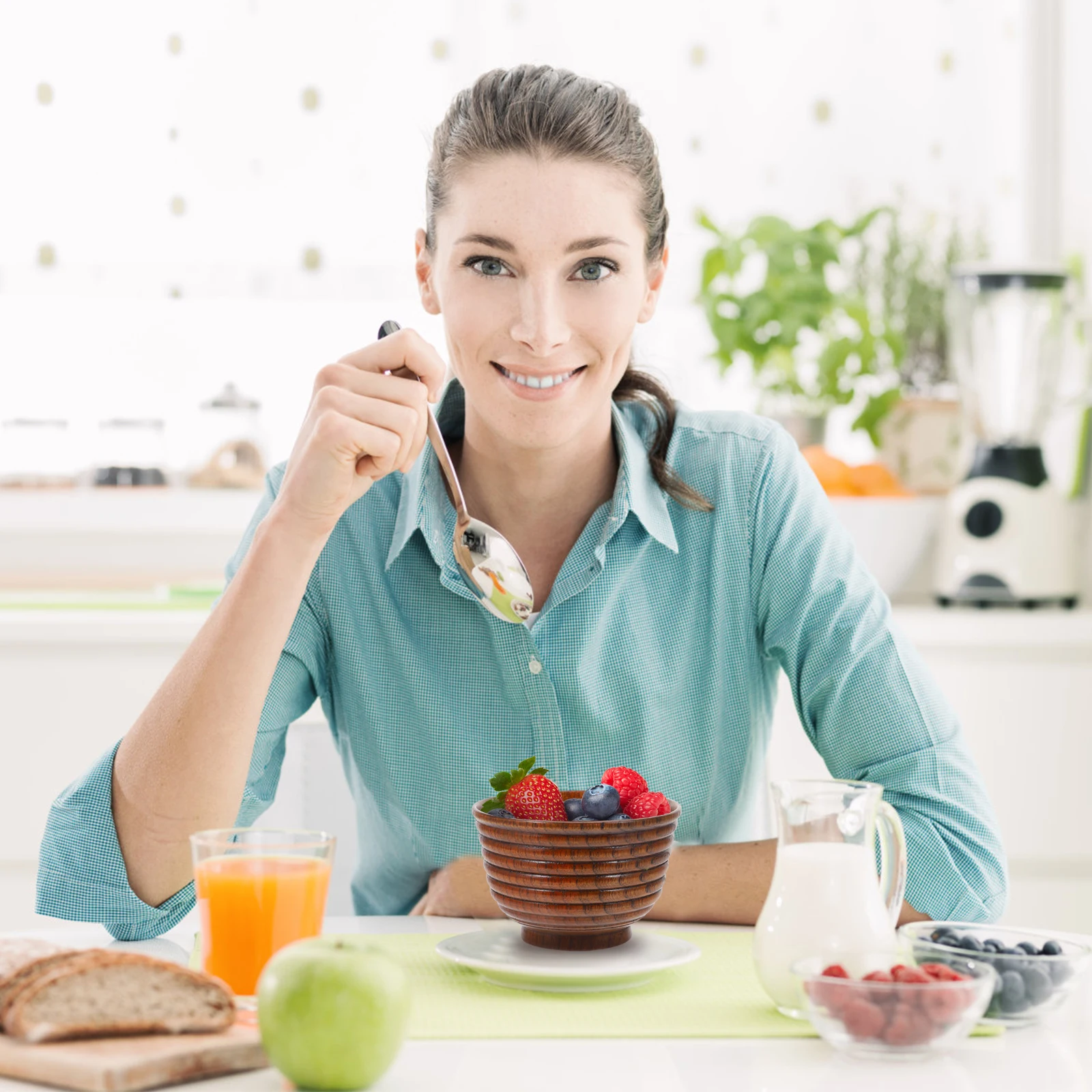 

Wooden Bowl for Food Cherry Blossom Dessert Container Soup Bowls Kitchen Gadget Eco Friendly Smooth Edge Housewarming Gift