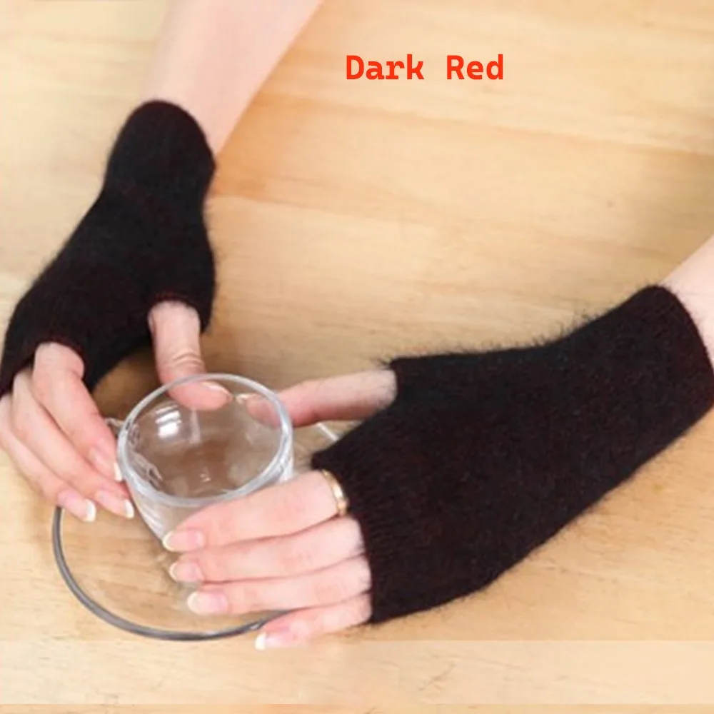 Wool Mink Cashmere Gloves Fingerless Exposed Finger Knitted Wool Glove Thick Windproof Cold Proof Wrist Gloves Women Girl
