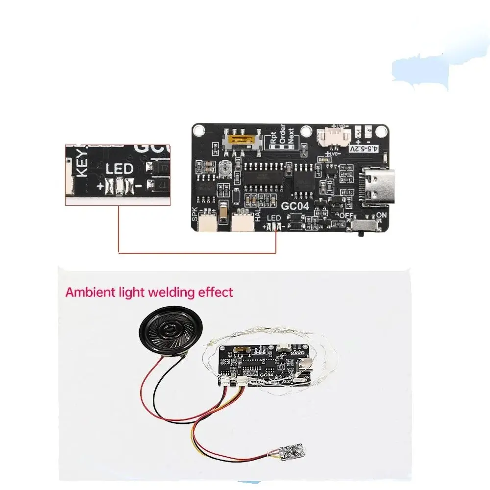 GC-04 Magnetron Recording Card Movement Creative Gift -Box Christmas Birthday Card Music Wall MP3 Download Voice Module