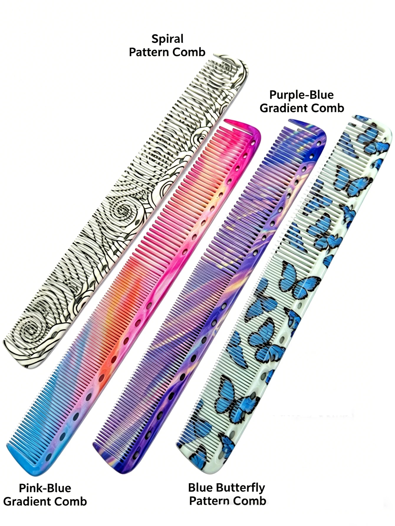 Wide & Fine Tooth Hair Combs 13 Colors, Professional Salon Home Use, Durable Styling with Leopard, Fluorescent & Floral Prints