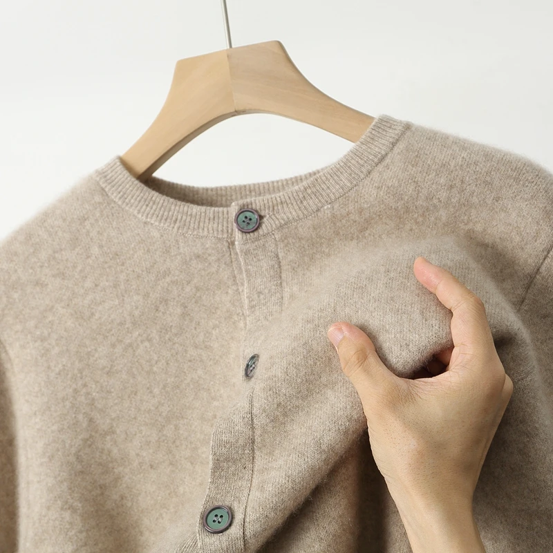 عالية الجودة الرجال الشتاء سميكة الكشمير سترة الياقة المستديرة سترة 100% ميرينو الصوف تريكو ملابس غير رسمية لينة الدافئة