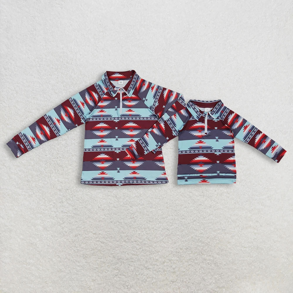 

z1216-16 BT1467 Wholesale Summer kids clothes boy Matching adult clothes geometric long sleeve top Boutique Children clothing