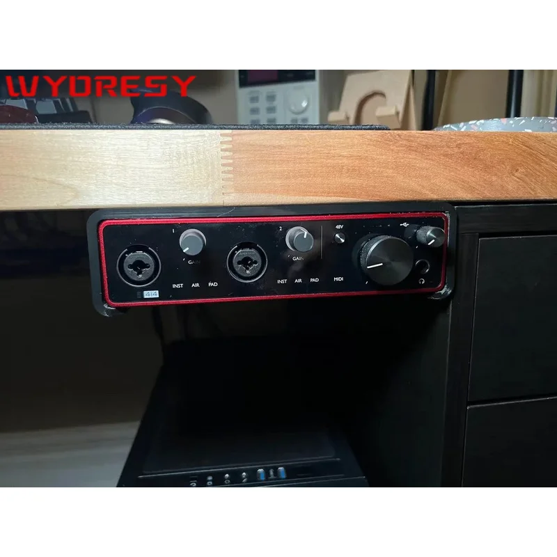 WYORESY for Focusrite (4i4) Sound Card Under Desk Base Bracket Shock Absorption Anti-Sway Stable Sound Card Storage Parts