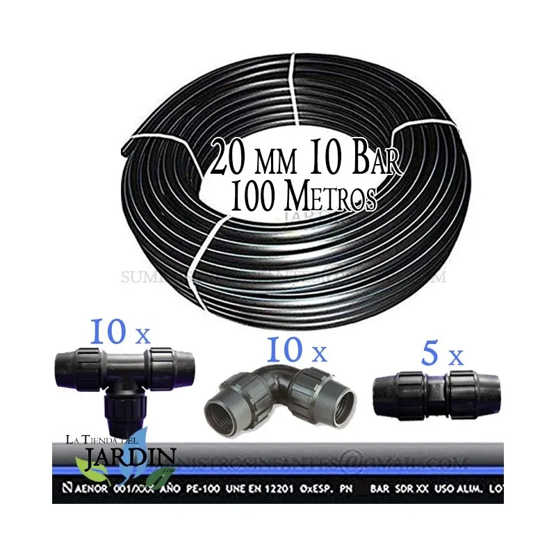 PE100 food pipe Pack 20mm 10 bar 100 m + accessories