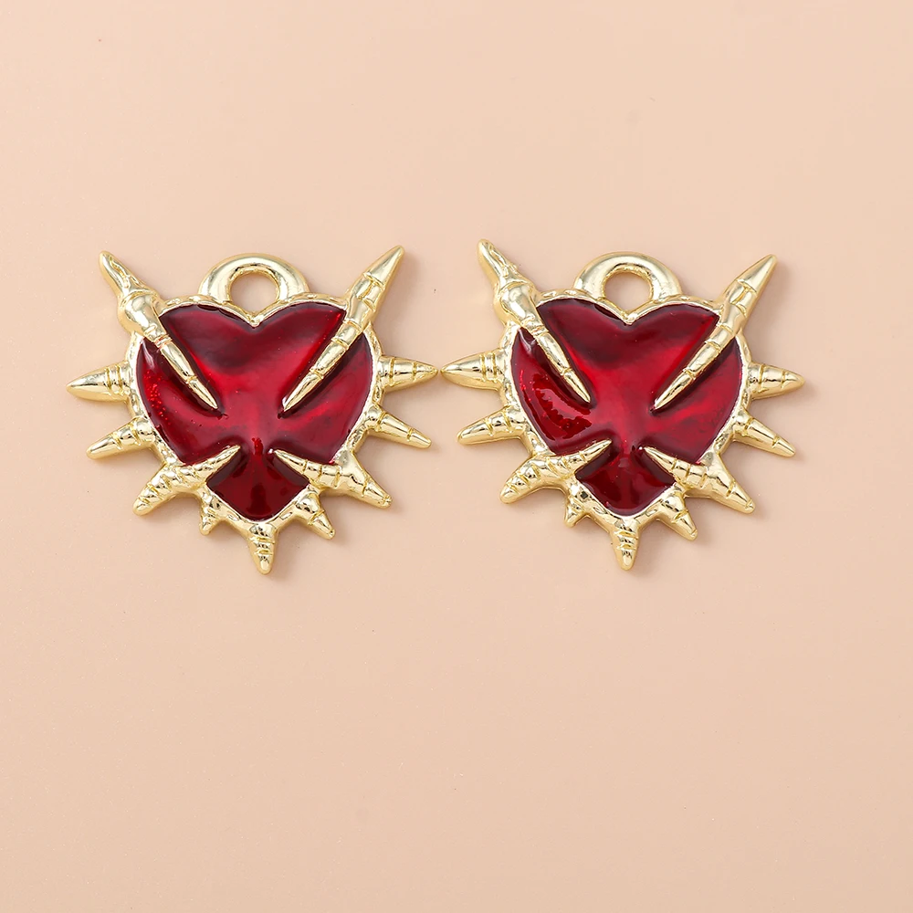Leslie 5 Stück Retro Gothic Spinnennetz Herz Kreuz Charms für Schmuckherstellung Metall Steampunk Herz Anhänger DIY Ohrringe Halsketten – Detail 9