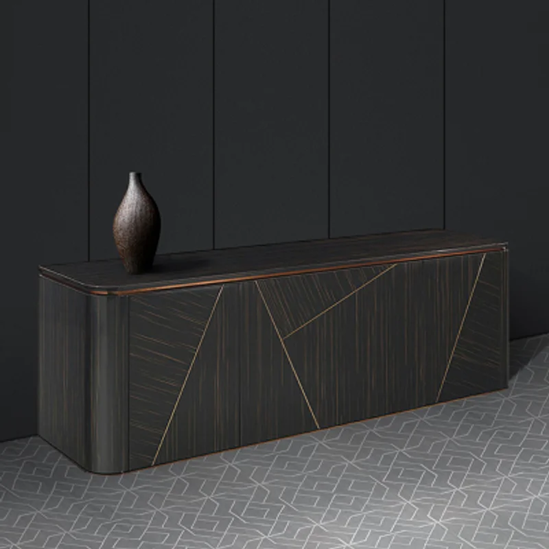 

Italian luxury sideboard storage cabinet integrated wall household minimalist American solid wood lockers.