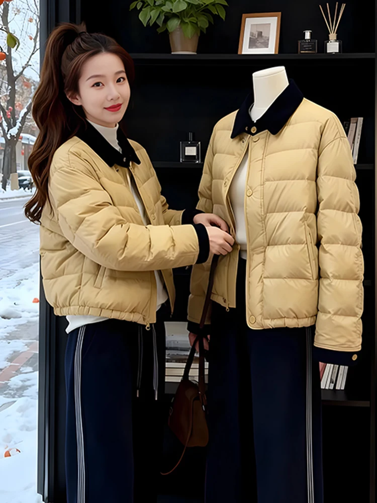 

Women's Thiened Winter Jaet Collar down Cotton Coat Bread Sle Warm Top Casual Korean Version Loose Fit Coat