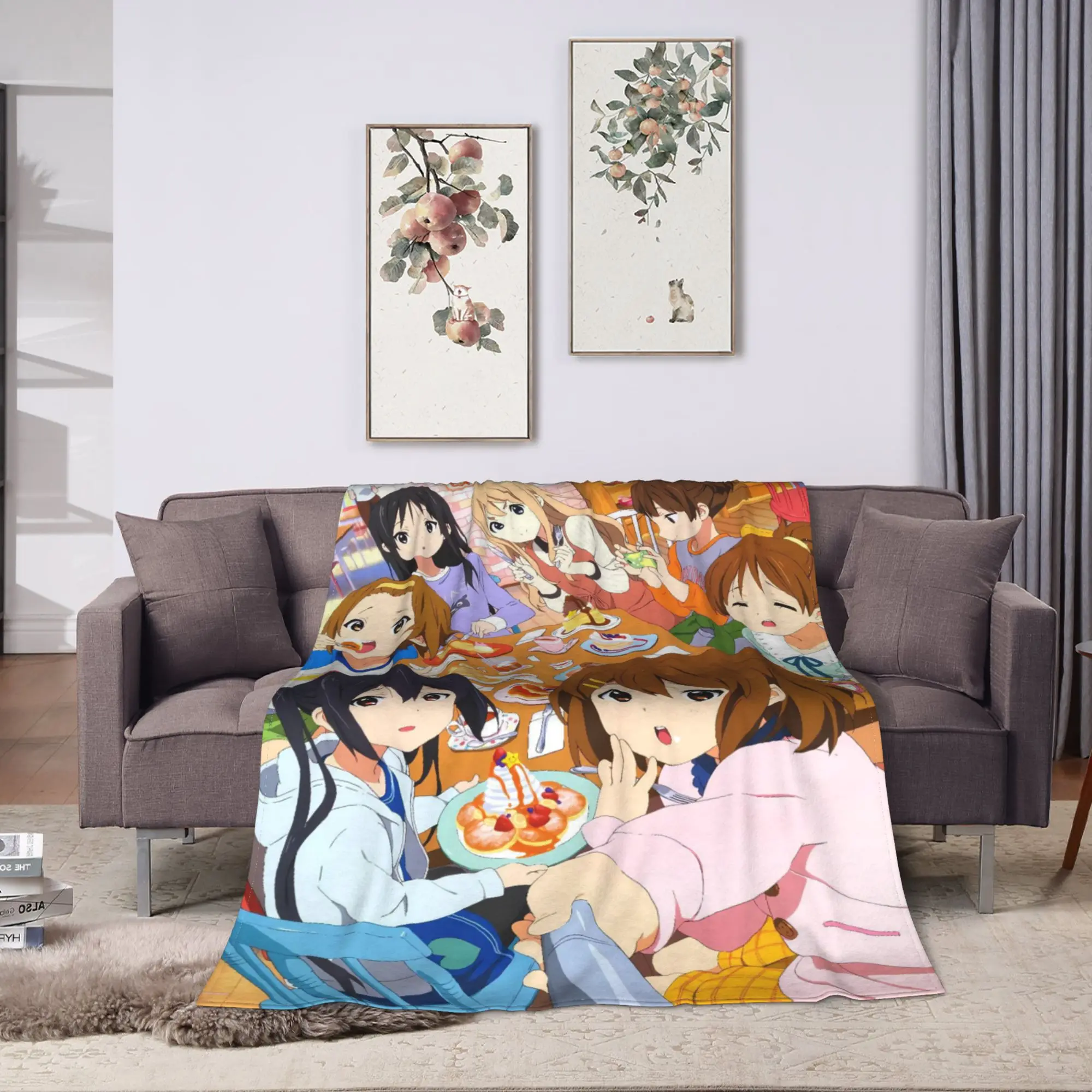 Warm Blanket Kids Travel K-On Instrument Group Manga Throw Blanket  Flannel Bedspread For Couch Bed Fashion Sofa Bed Cover