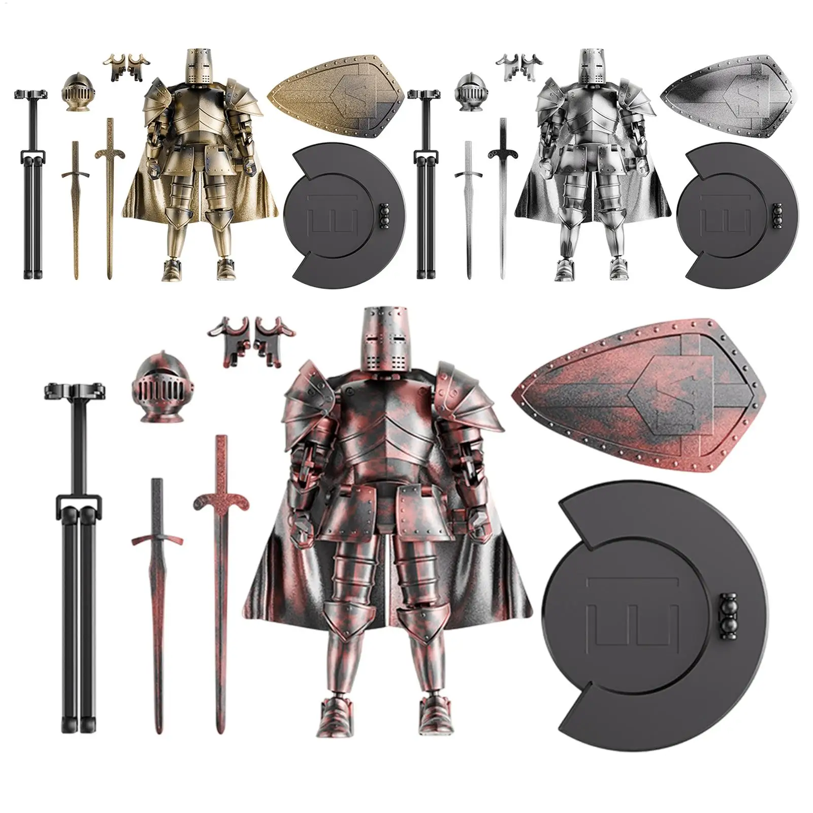 Figura de robot de acción, robot de cuerpo completo, caballero medieval, figura flexible con articulaciones, estatua móvil creativa con cabeza giratoria de 360 grados