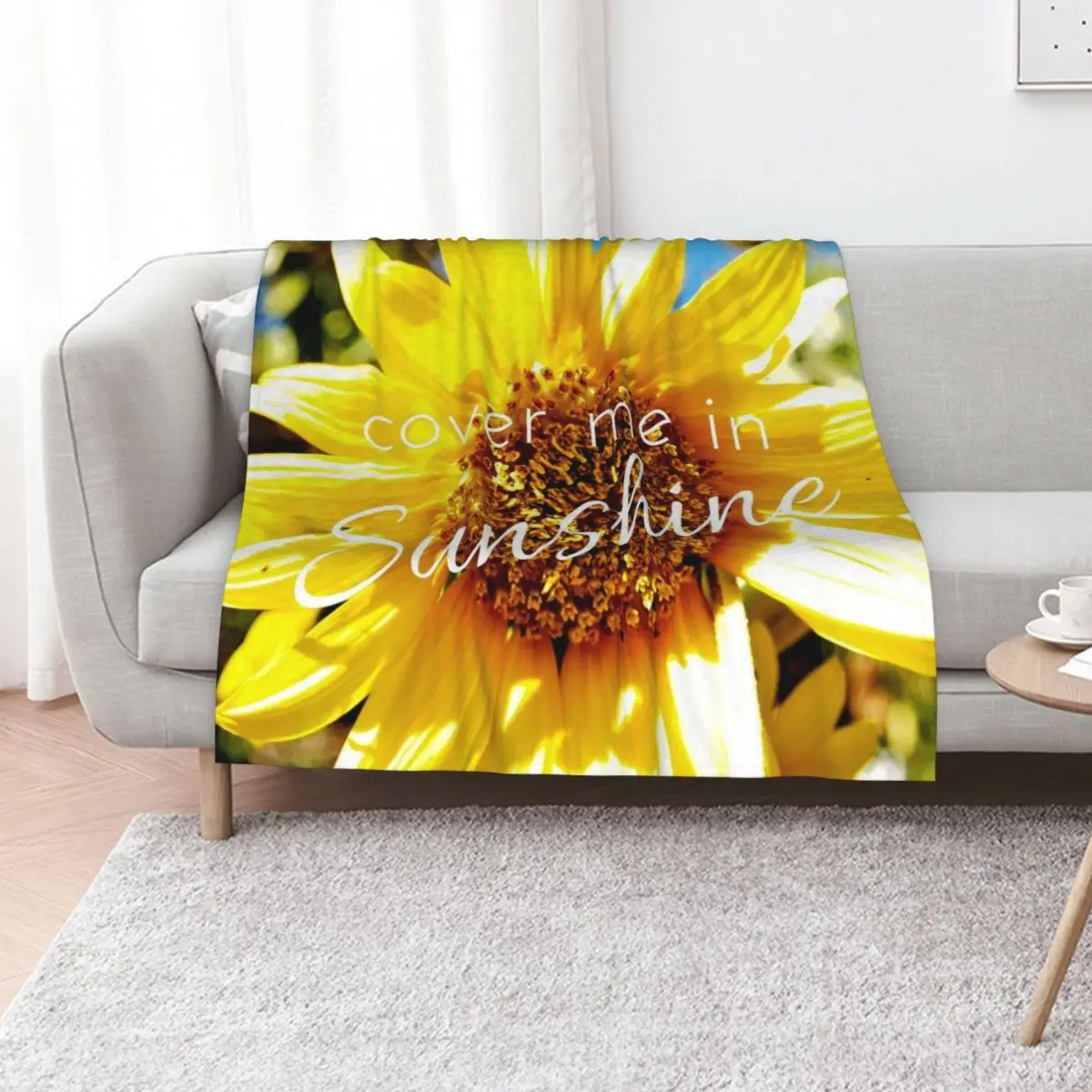 

Cover me in sunshine sunflower... Throw Blanket Sleeping Bag Summer Flannel Fabric Nap Blankets