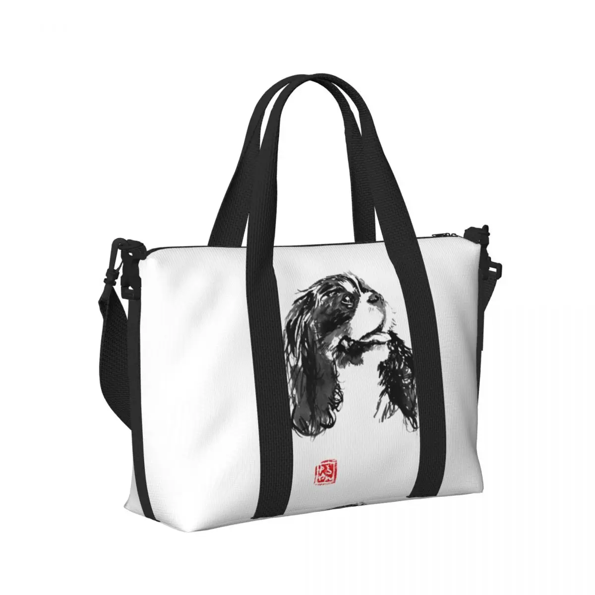 

Cavalier King Charles Spaniel Blenheim Beach Travel Bag Large Capacity Tote Bag for Gym Sport Women Shopping Duffle Shoulder Bag