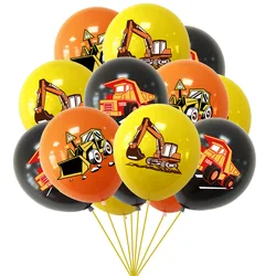 10pcs Construction Vehicle Theme Printed 12inch Latex Balloons Excavator Truck Boy Birthday Party Decoration Supplies