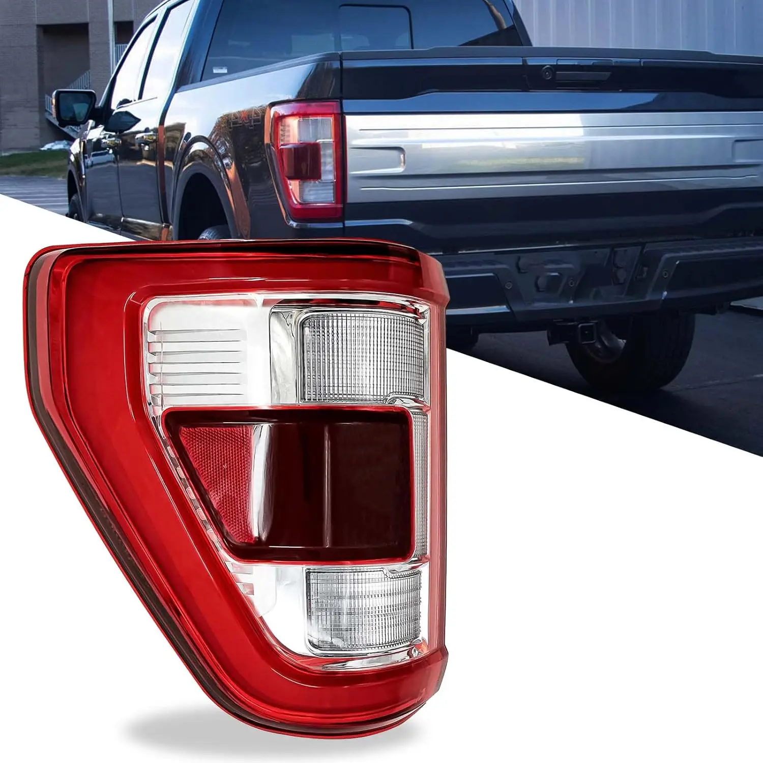 

LED Left Tail Light Assembly w/Blind Spot (Module Not Included) Compatible with Ford F150 F-150 2021-2023, Rear Driver Side Lamp