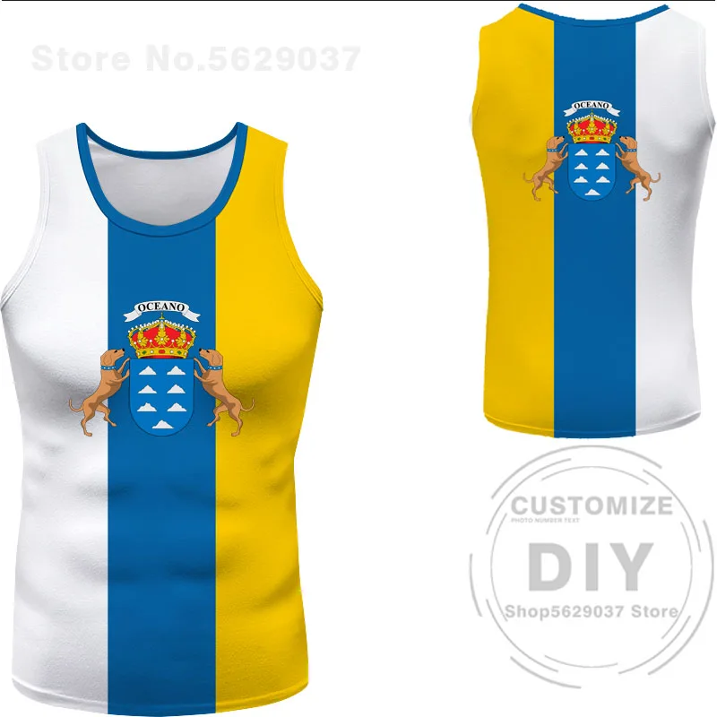 Islas Canarias Vest Free Custom Made Name Number  De Tenerife Tank Top Print Flag Word Las Palmas Gran Spanish T-shirt