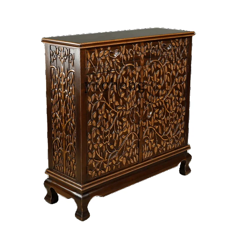 Solid Wood Locker Southeast Asian Living Room Entrance Cabinet Lobby Curio Cabinet Chest of Drawers