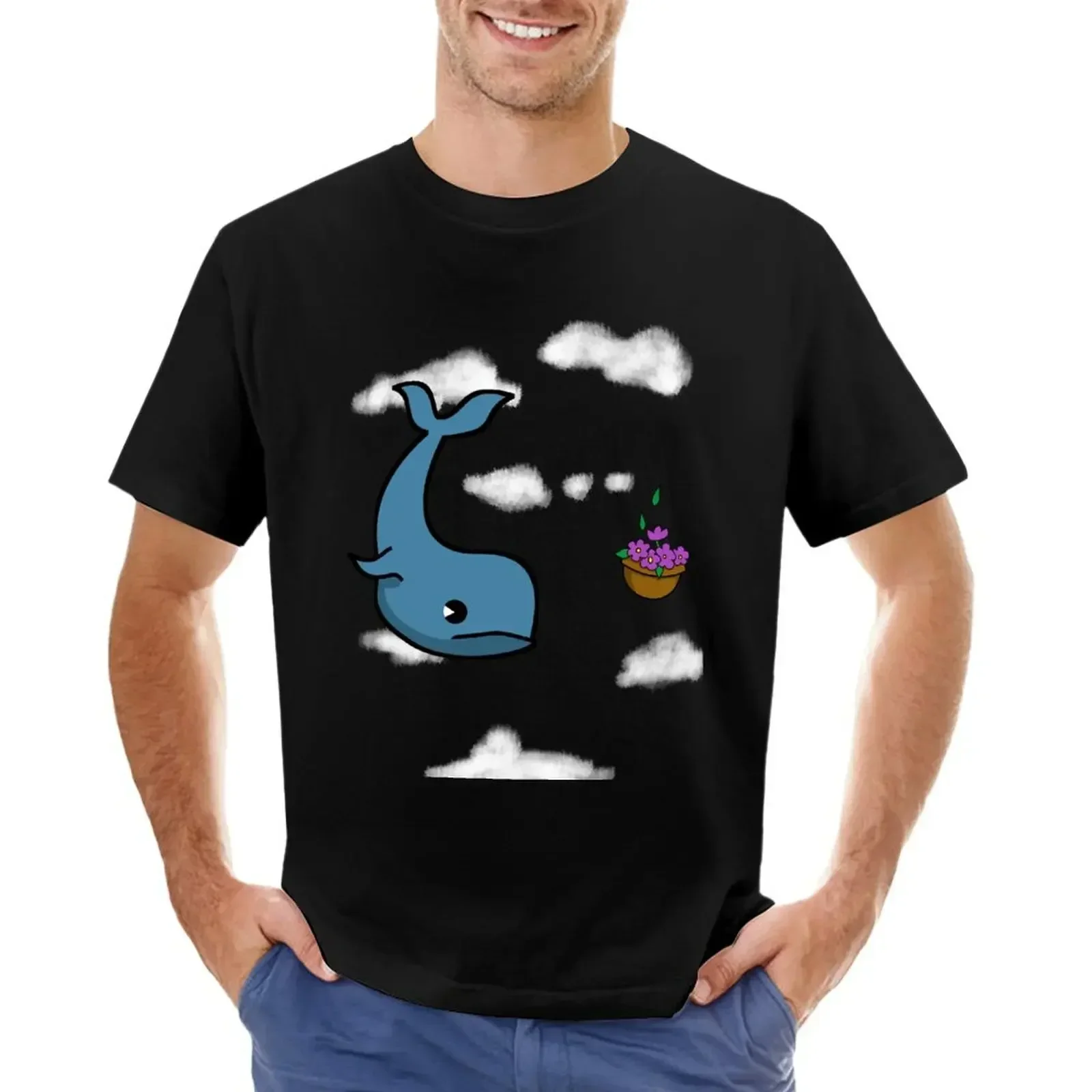 Falling form the SKY Whale and Bowl of Petunias T-Shirt custom shirt rapper graphic tees aesthetic clothes cotton t shirt men