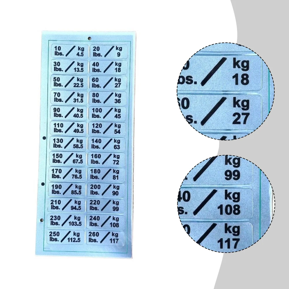 3 Pack Plastic Weight Stickers for Gym Machines Bold Legible Numbers 4.5kg to 117kg for Easy Weight Identification