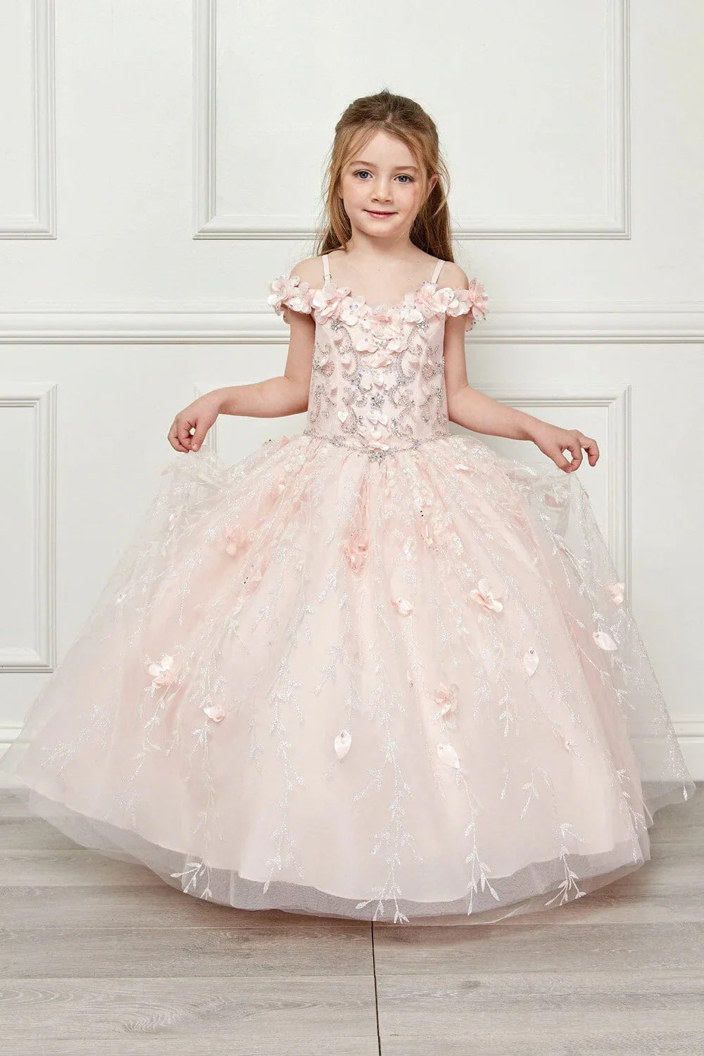 

Lovely Pink Flower Girl Dress Fluffy Tulle Lace Appliqué Pageant Princess Ball Kids Birthday Gift First Communion Gowns Elegant